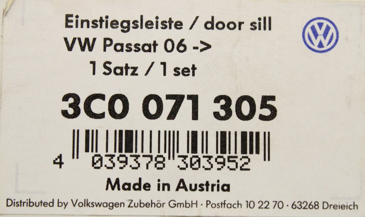 VW Passat B6 2006-12 Passat CC door sill protective trim strip 3C0071305