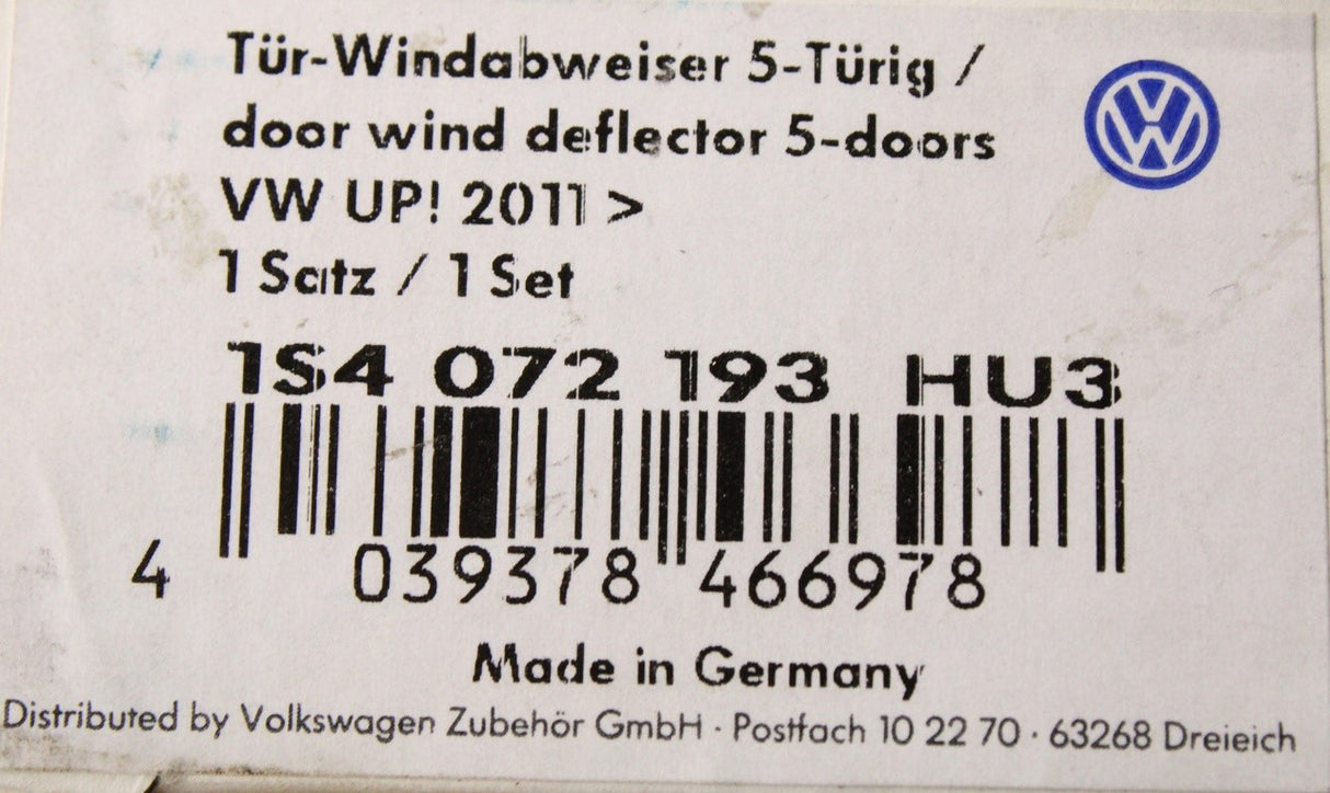 VW Up 2012-2016 4 door wind deflectors (front) 1S4072193 HU3