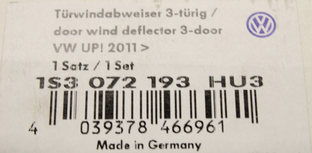 VW Up! 2012-2023 front accessory wind deflectors 1S3072193 HU3