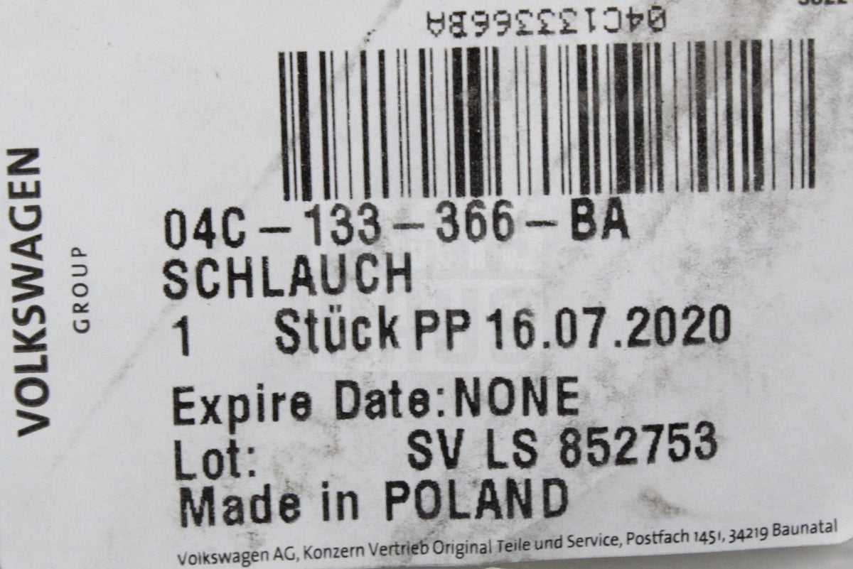 VW Polo AW Skoda SEAT 1.0 TSI vacuum pipe with AKF valve 04C133366BA