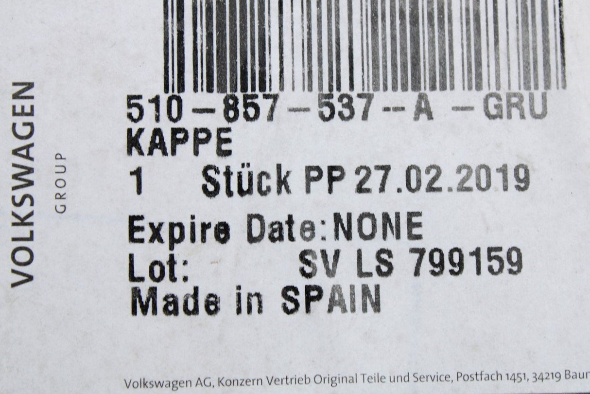 VW Golf SV Touran 16-on wing mirror cover cap grey (left) 510857537A A7N