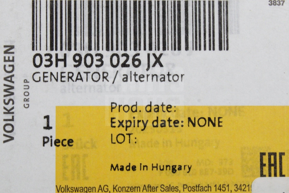 VW Crafter 2017-on Transporter T6.1 20-24 alternator (140A) 03H903026JX