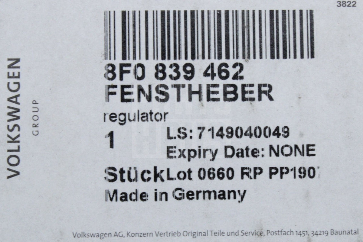 Audi A5 S5 RS5 Cabriolet 2010-17 rear window regulator (right) 8F0839462