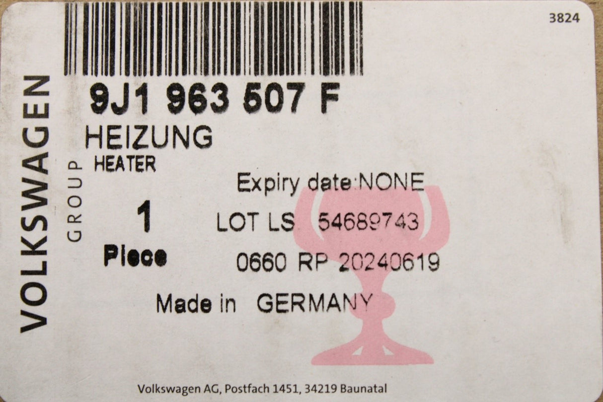 Audi e-tron GT 2021-on high voltage heater (PTC) 9J1963507F