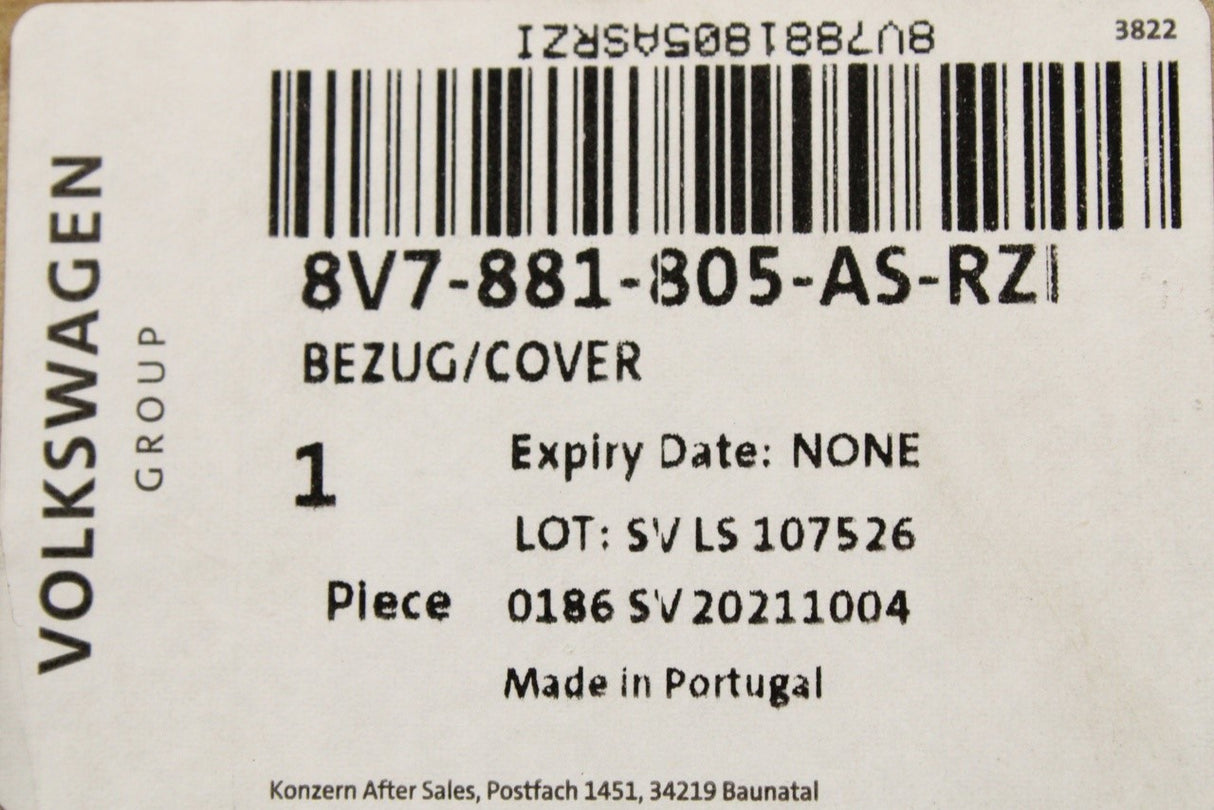 Audi A3 Cabriolet 2015-2021 seat backrest cover 8V7881805AS RZI