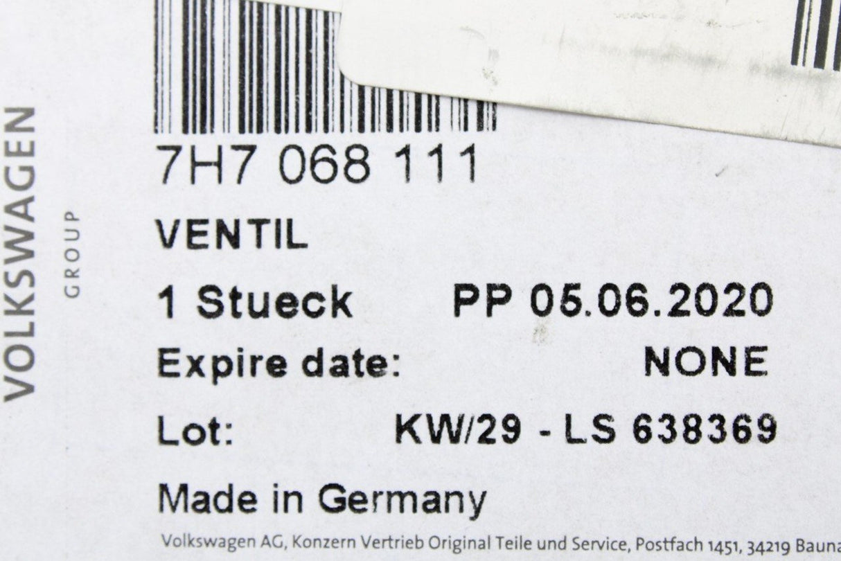 VW California T5 T6 gas supply system pressure relief valve 7H7068111