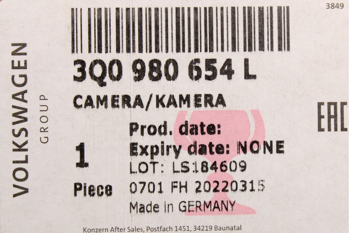 VW Golf Audi A3 8V Skoda SEAT front driver assistance camera 3Q0980654L