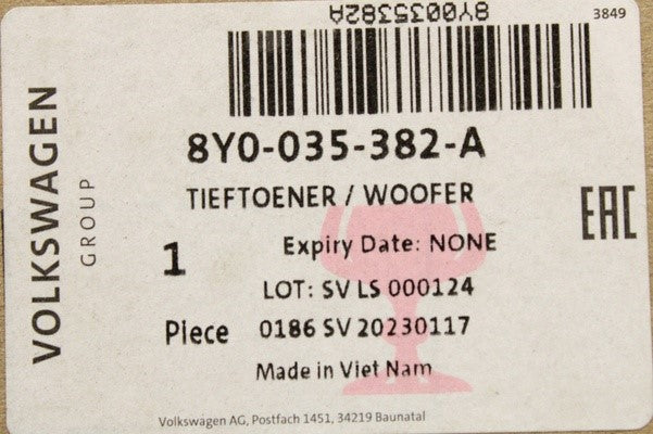 Audi A3 2020-on subwoofer speaker (rear left) 8Y0035382A