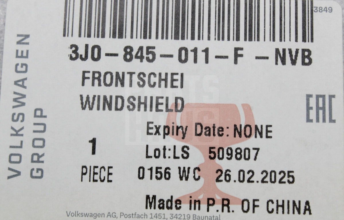 VW Passat B9 Skoda Superb 24-on windscreen glass (estate) 3J0845011F NVB