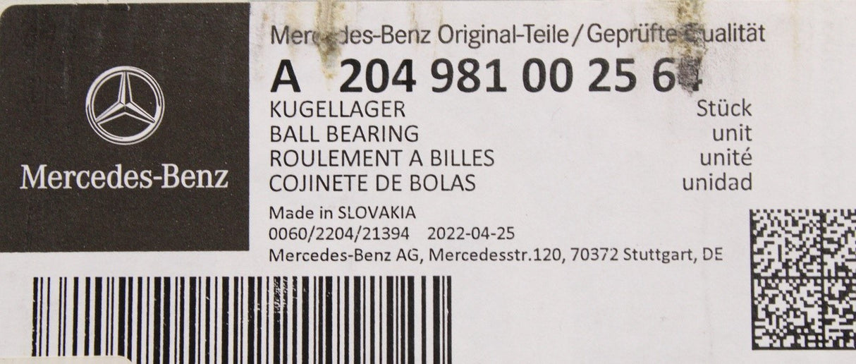 Mercedes-Benz C-Class strut top mount bearing (front) A204981002564