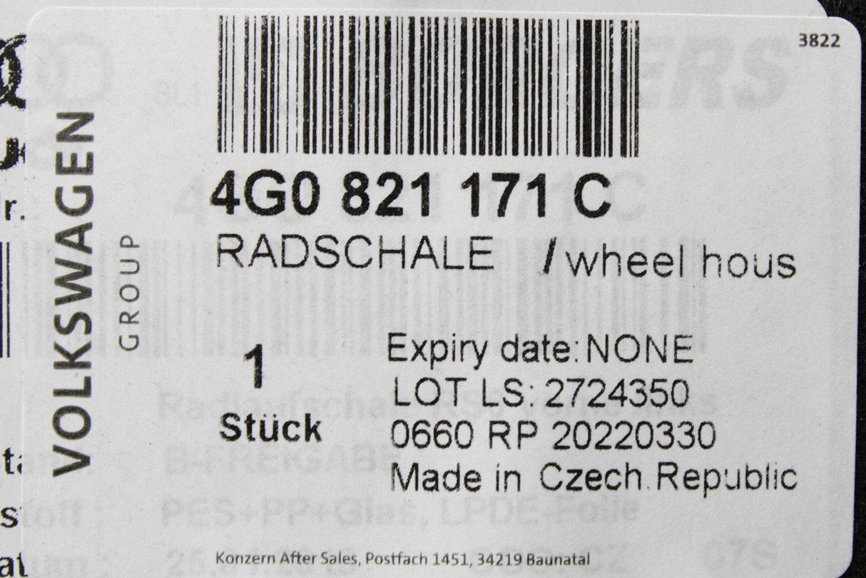 Audi RS6 C7 2013-18 wheel arch liner housing (front, left) 4G0821171C