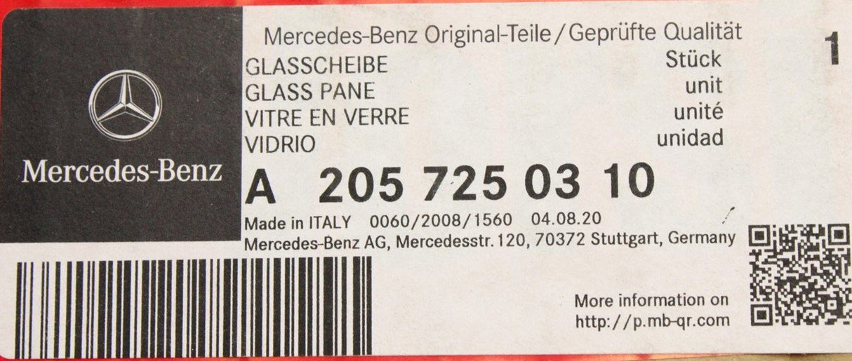 Mercedes-Benz C-Class door window glass (front, left) A2057250310