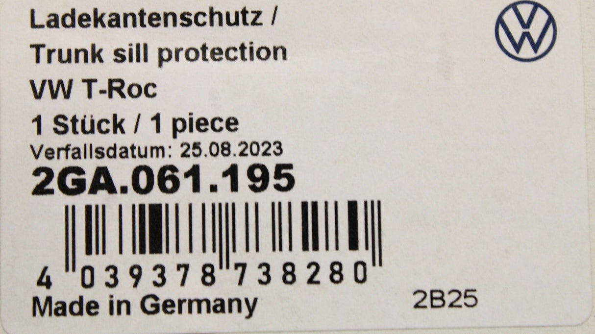 VW T-Roc T-Roc Cabriolet 2018-on rear bumper protector 2GA061195