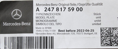 Mercedes-Benz GLA 200 chrome boot badge emblem (rear) A-247-817-59-00