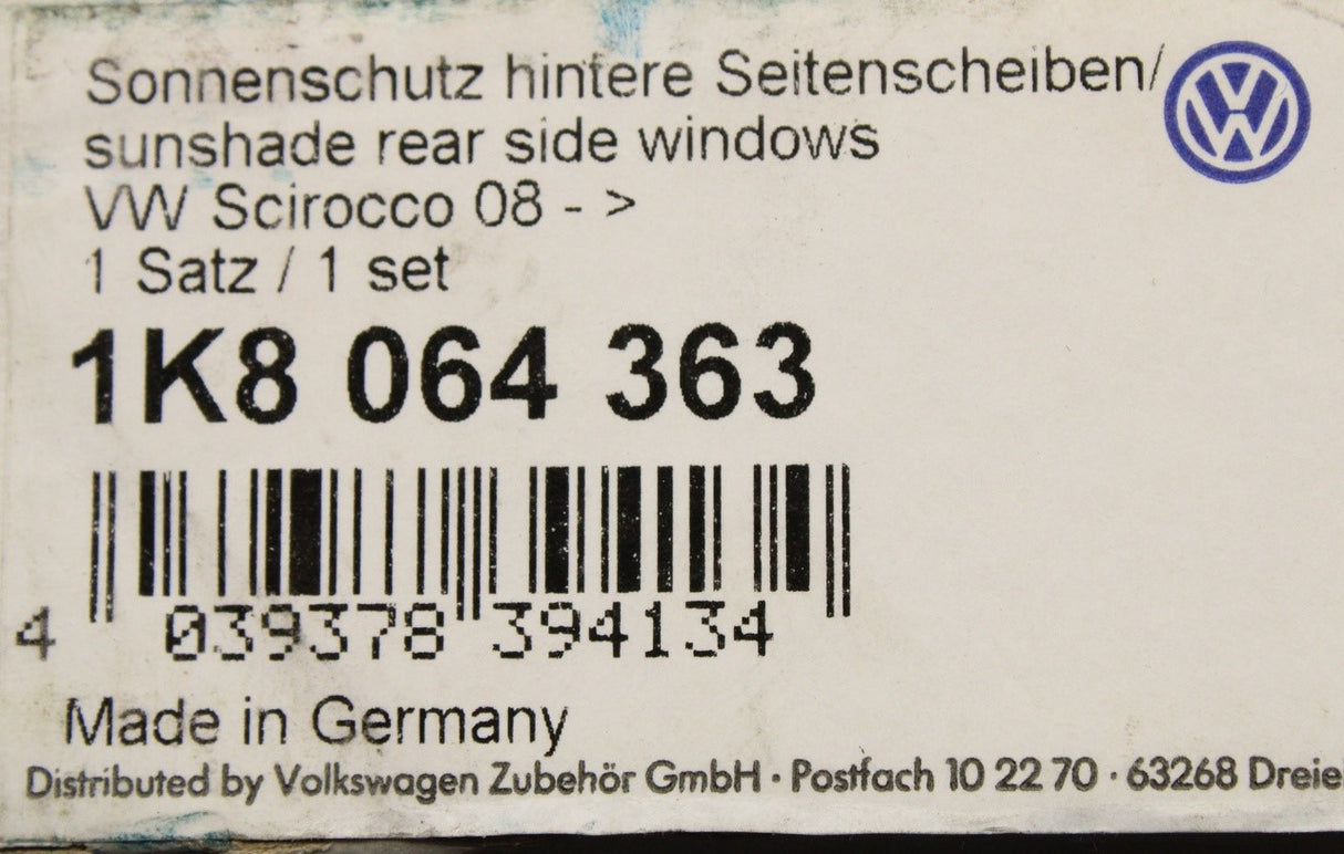 VW Scirocco 2015-2018 rear side window sun blinds 1K8064363