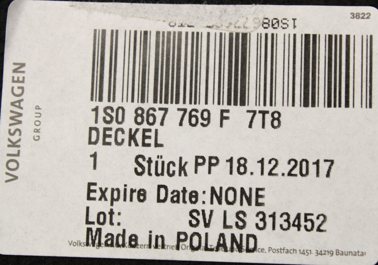 VW Up! 12-16 Skoda Citigo 12-20 SEAT Mii parcel shelf 1S0867769F 7T8