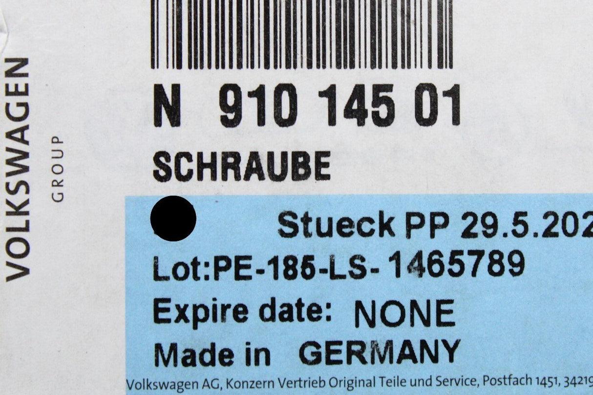 VW Audi Skoda SEAT flat socket head bolt M6x16 (x1) N91014501