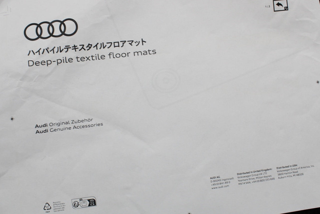 Audi A7 S7 RS7 2019-2026 RHD premium front floor mats 4K8061275B 6PS