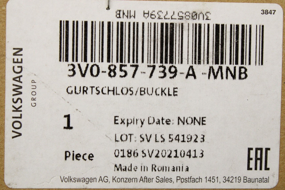 VW Arteon Passat B8 Superb rear double seat belt buckles 3V0857739A MNB