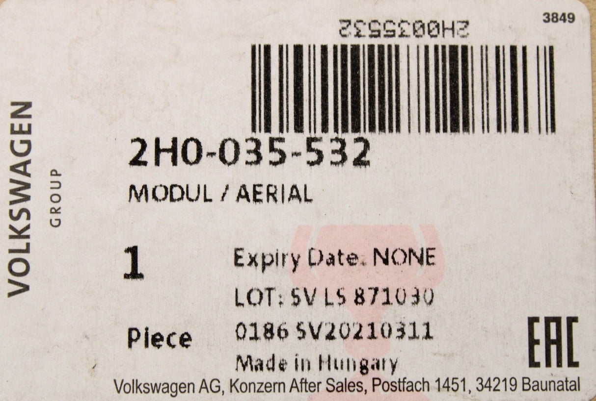 VW Amarok 2011-22 wing mirror aerial module AM FM1 2H0035532