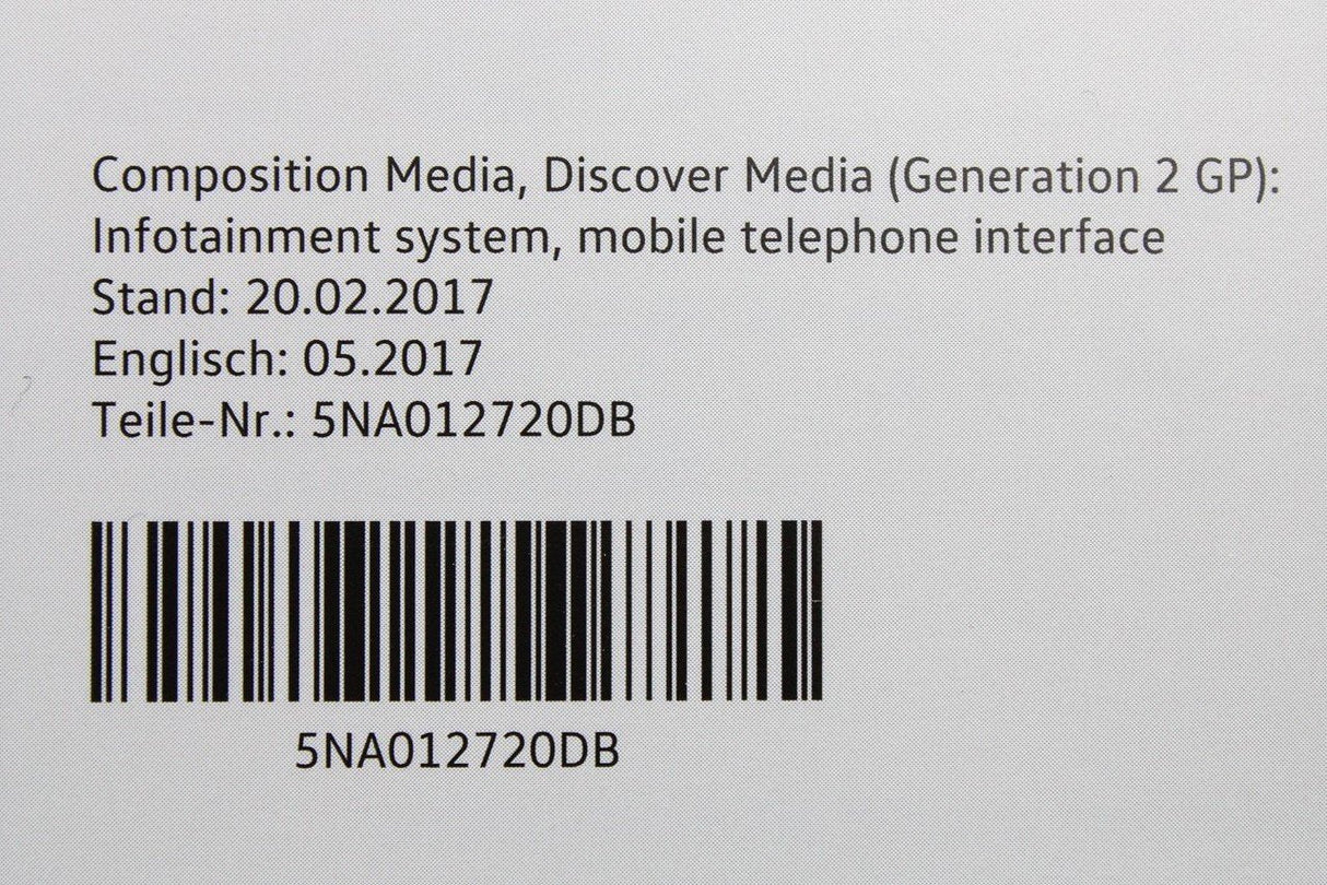 VW Composition Media Discover Media Gen 2 instruction manual 5NA012720DB