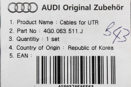 Audi Q5 SQ5 Gen 2 UTR traffic recorder wiring harness 4G0063511J