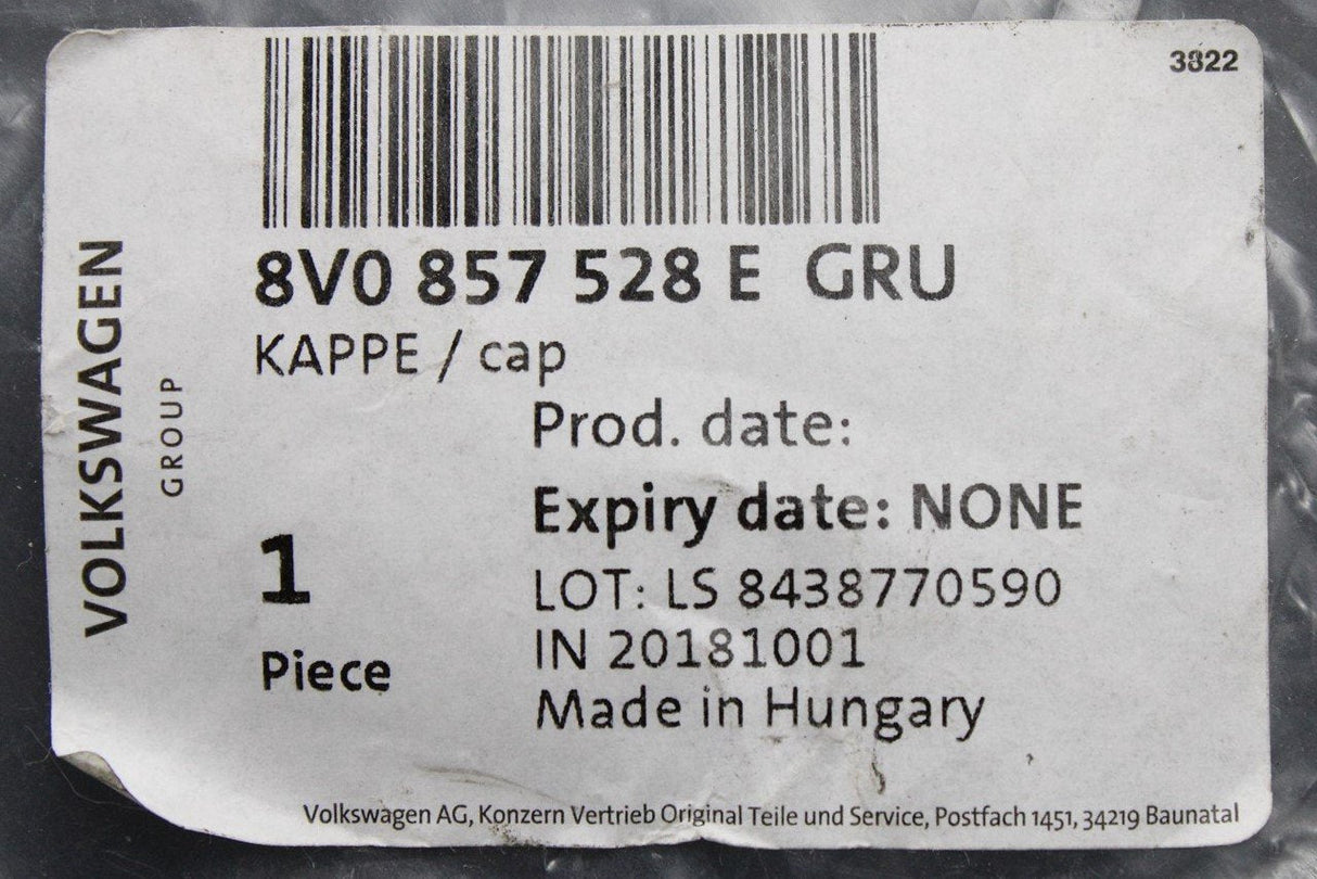 Audi A3 S3 13-19 wing mirror cap for lane assist (right) 8V0857528E GRU