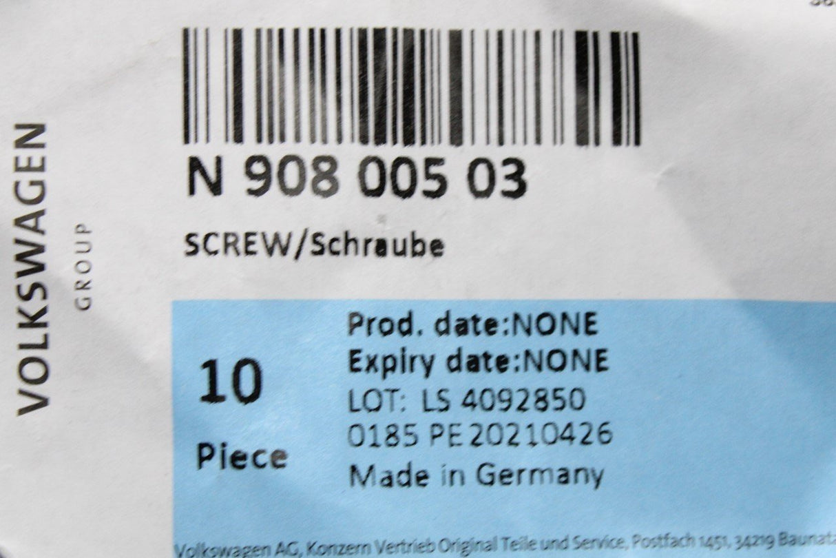 VW Audi Skoda SEAT oval head self-locking door lock bolt M8x14 N90800503