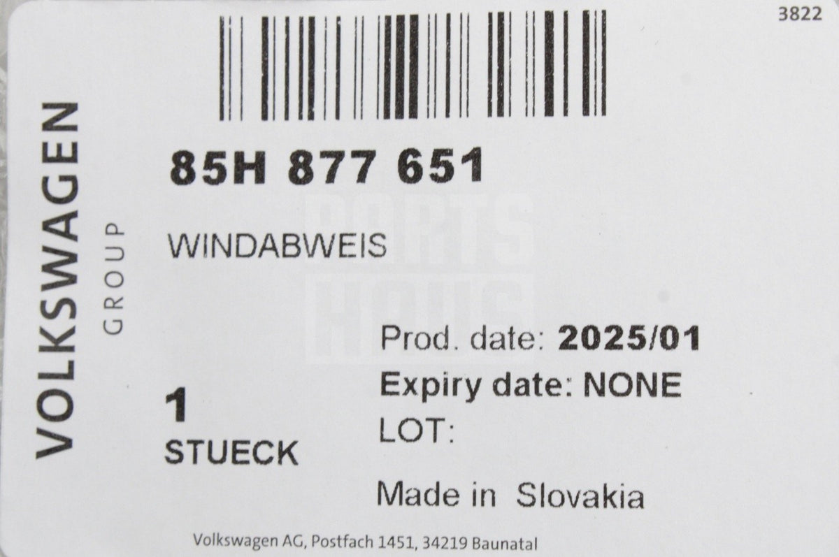 VW Passat Tiguan Audi Skoda panoramic sunroof wind deflector 85H877651