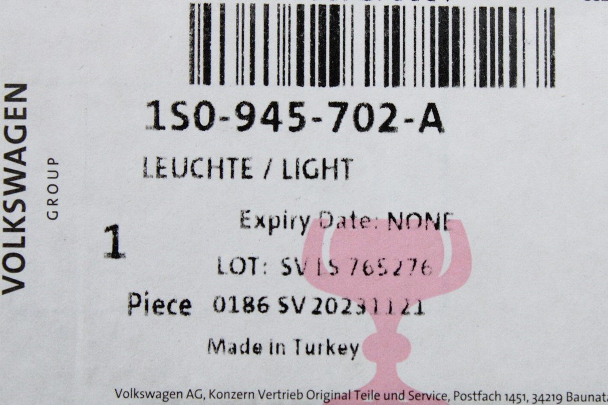 VW Up! 2017-on Skoda e-Citigo rear LED fog light (RHD) 1S0945702A