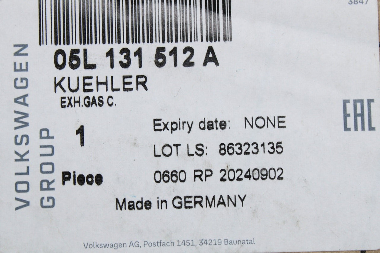 Audi A4 16-25 A5 A6 A7 Q5 2.0 TDI EGR exhaust gas cooler 05L131512A