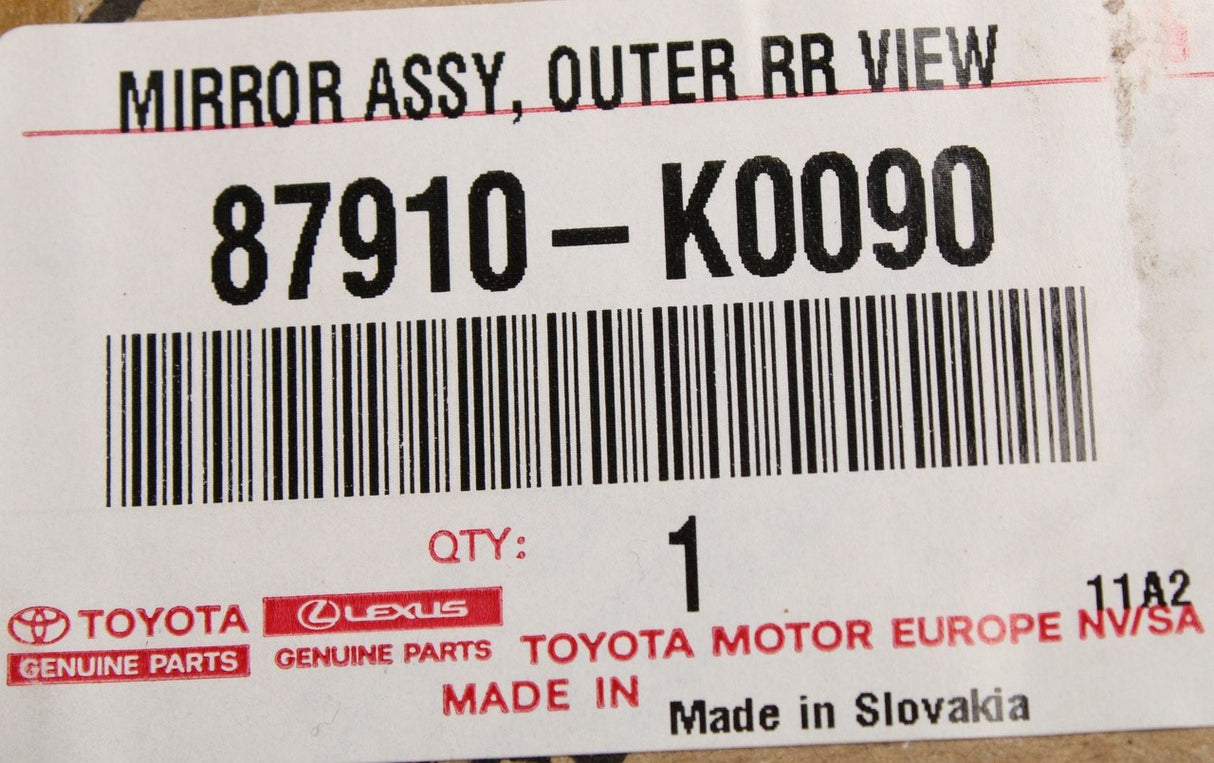 Toyota Yaris 2020-on RHD wing mirror housing (right) 87910-K0090