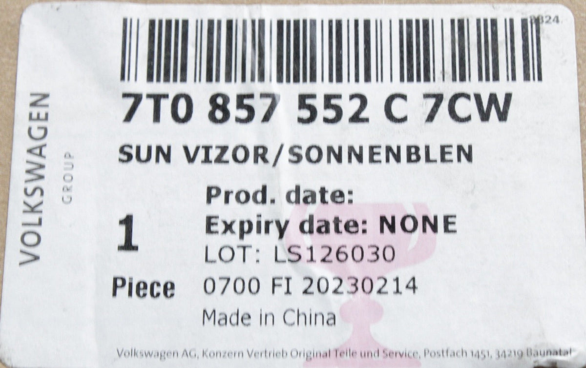 VW Multivan 2022-2024 sun visor (right) 7T0857552C 7CW