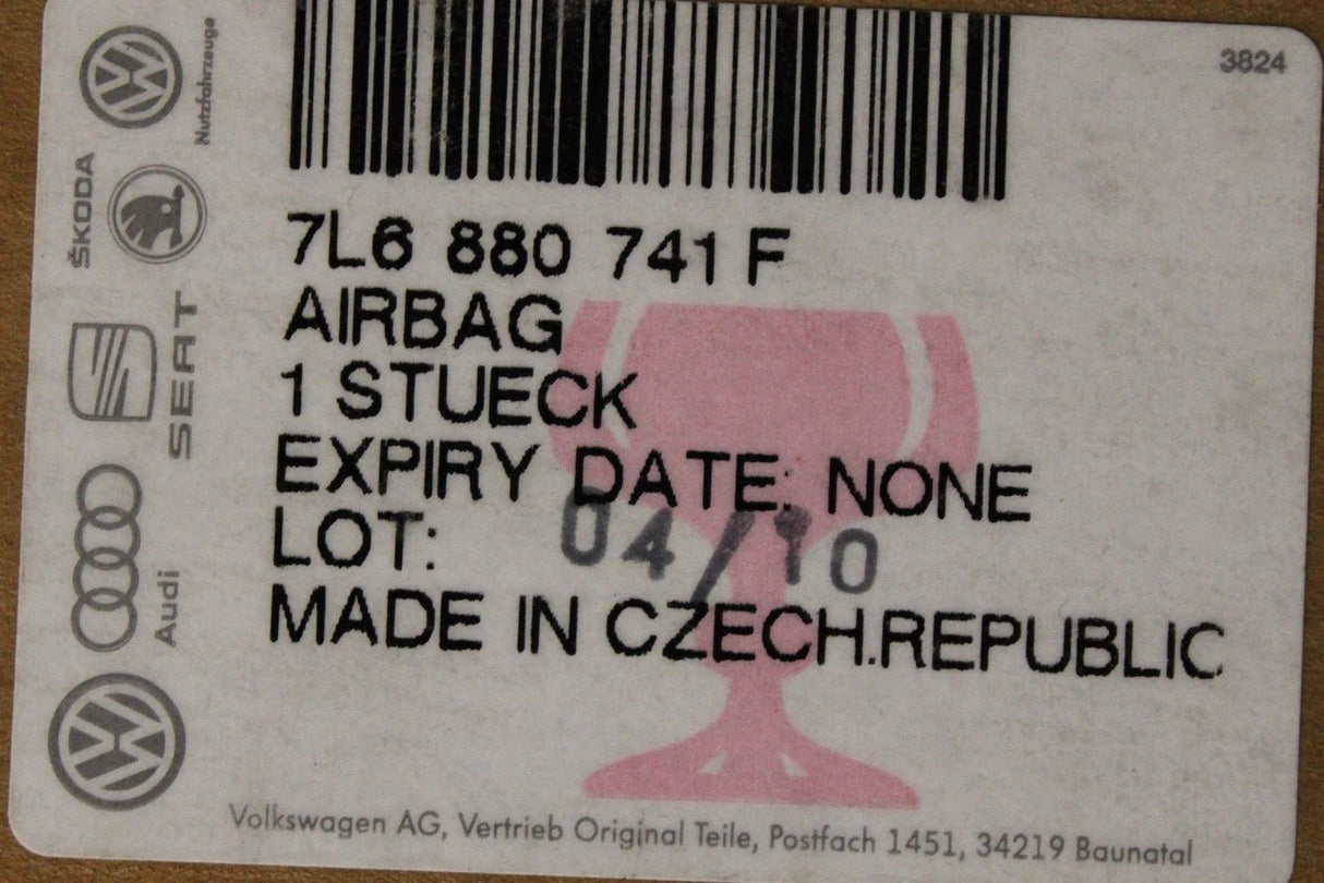 VW Touareg 7L 2003-2010 roof curtain airbag unit (left) 7L6880741F