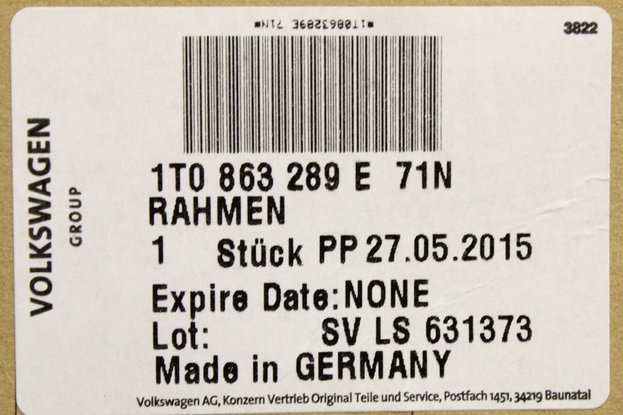 VW Caddy 2011-15 Touran 2003-15 centre console rear trim 1T0863289E 71N