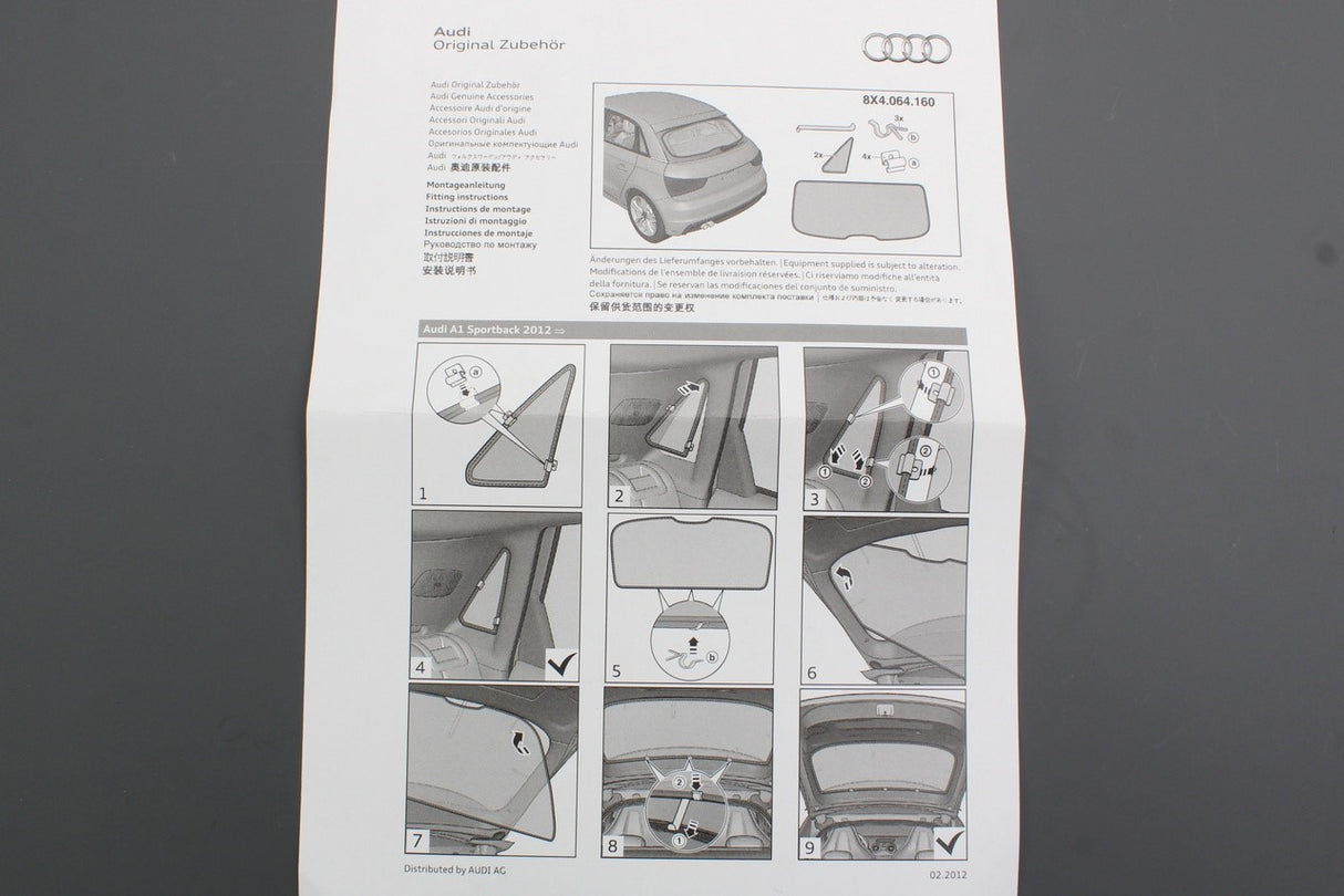 Audi A1 2011-2018 rear windows sun protection shade blind set 8X4064160