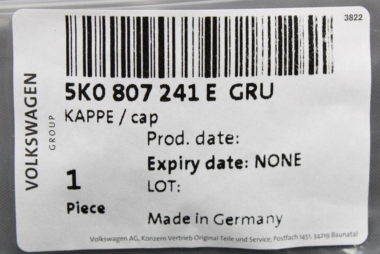 VW Golf MK6 front bumper towing eye cover trim (primed) 5K0807241E GRU