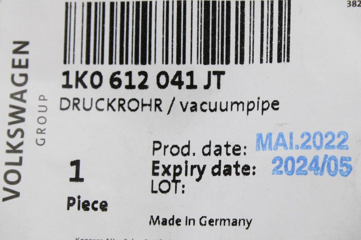 VW Golf MK6 Audi A3 brake servo vacuum pipe w/valve (auto) 1K0612041JT