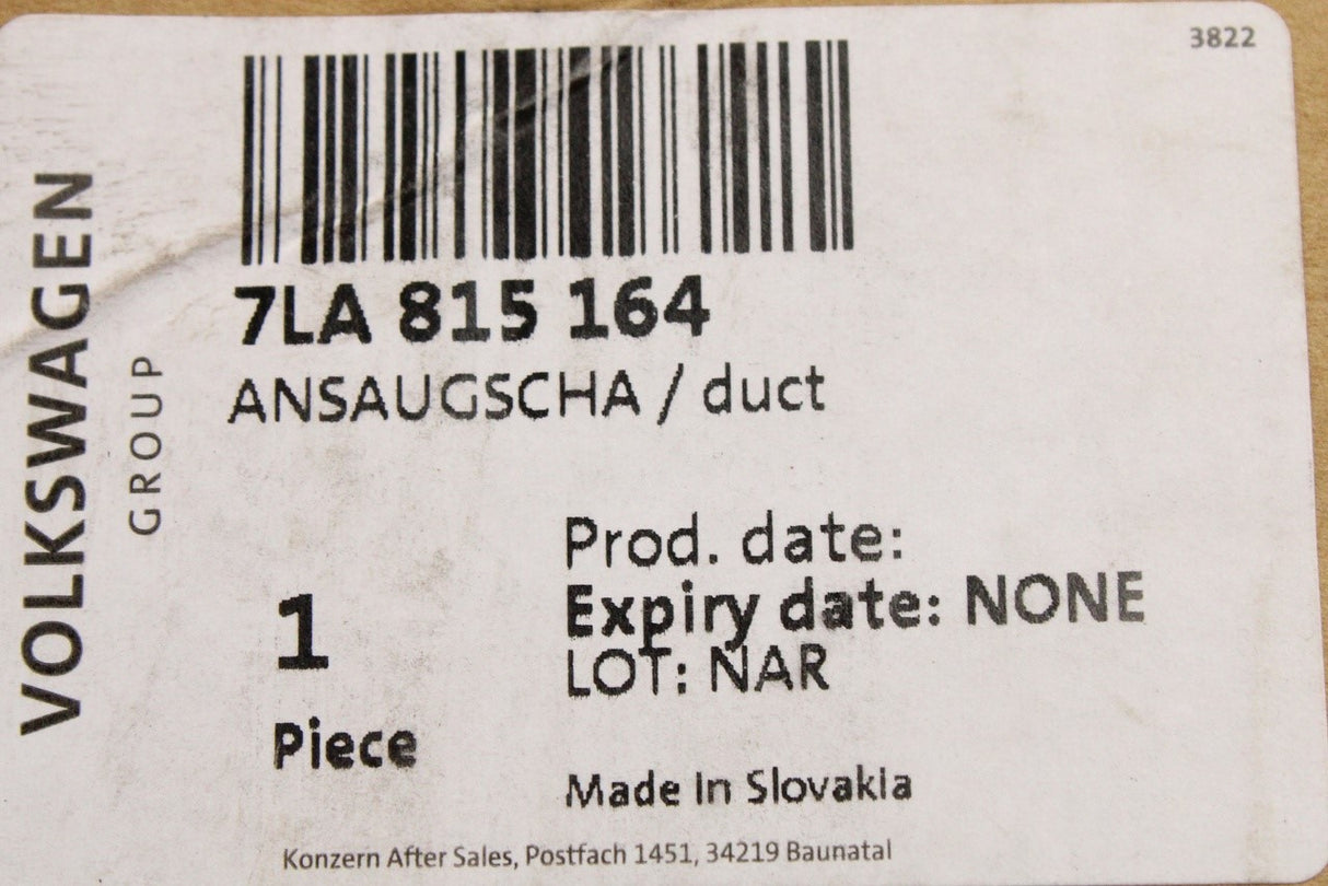 VW Transporter T6.1 2020-on RHD air intake duct 7LA815164