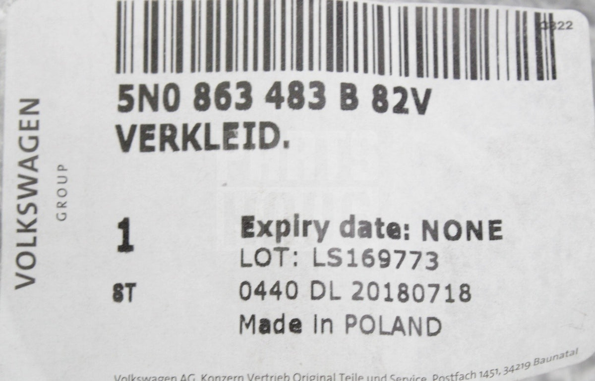 VW Tiguan 2008-2015 lower a-pillar trim (left) 5N0863483B 82V