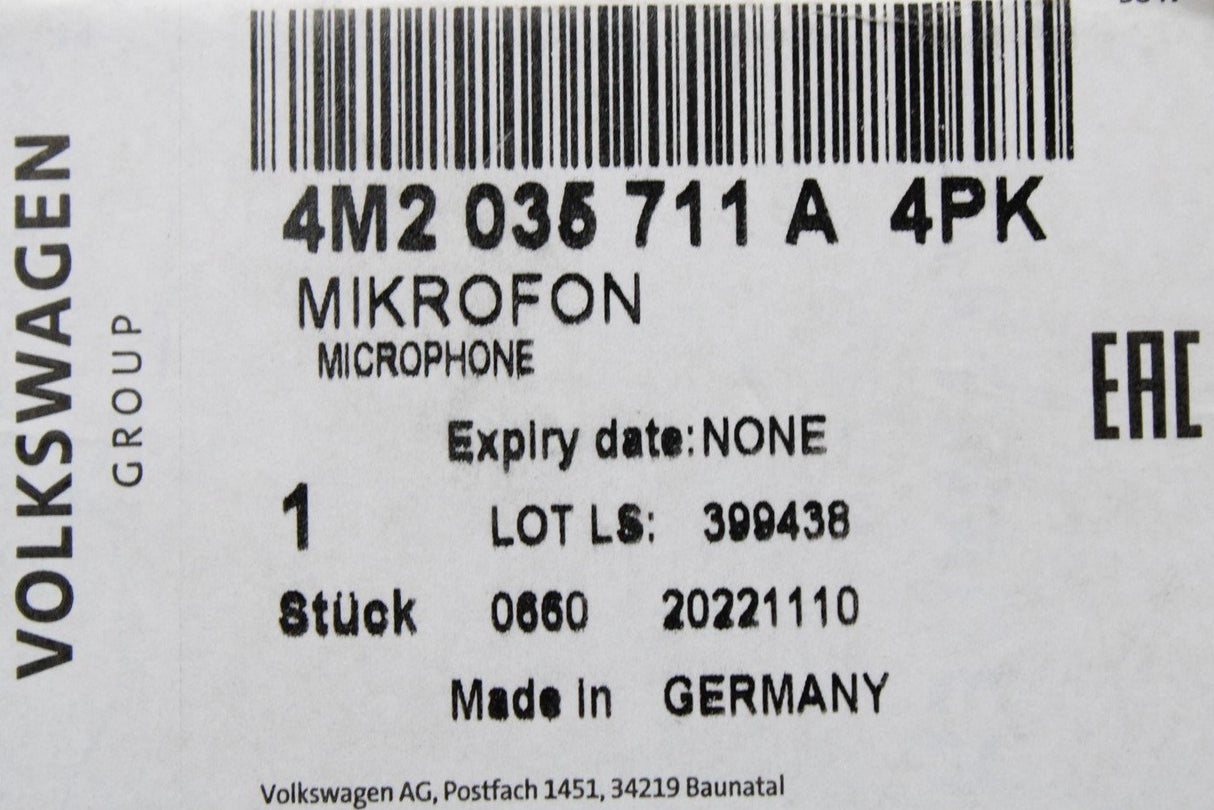 Audi RS4 RS5 RS6 RS7 RSQ3 RSQ8 RHD interior microphone 4M2035711A 4PK