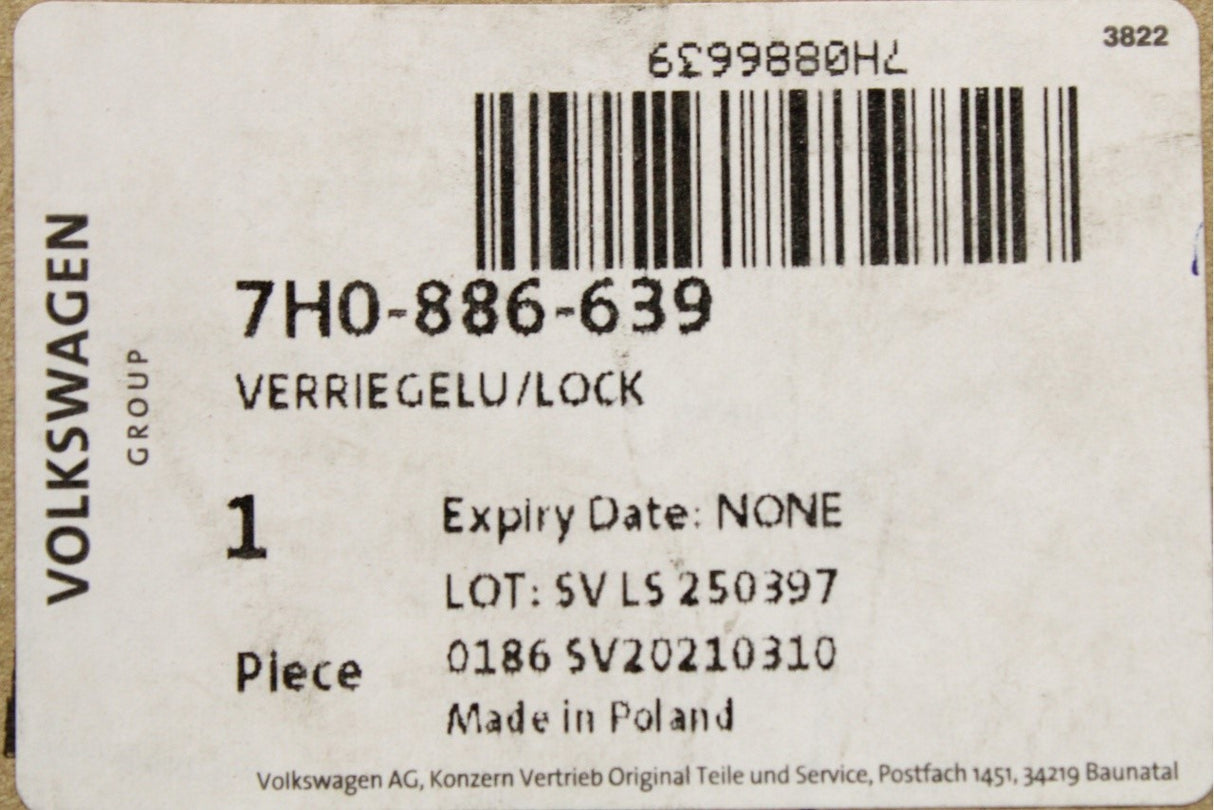 VW T5 T6 Transporter Kombi rear backrest release mechanism 7H0886639