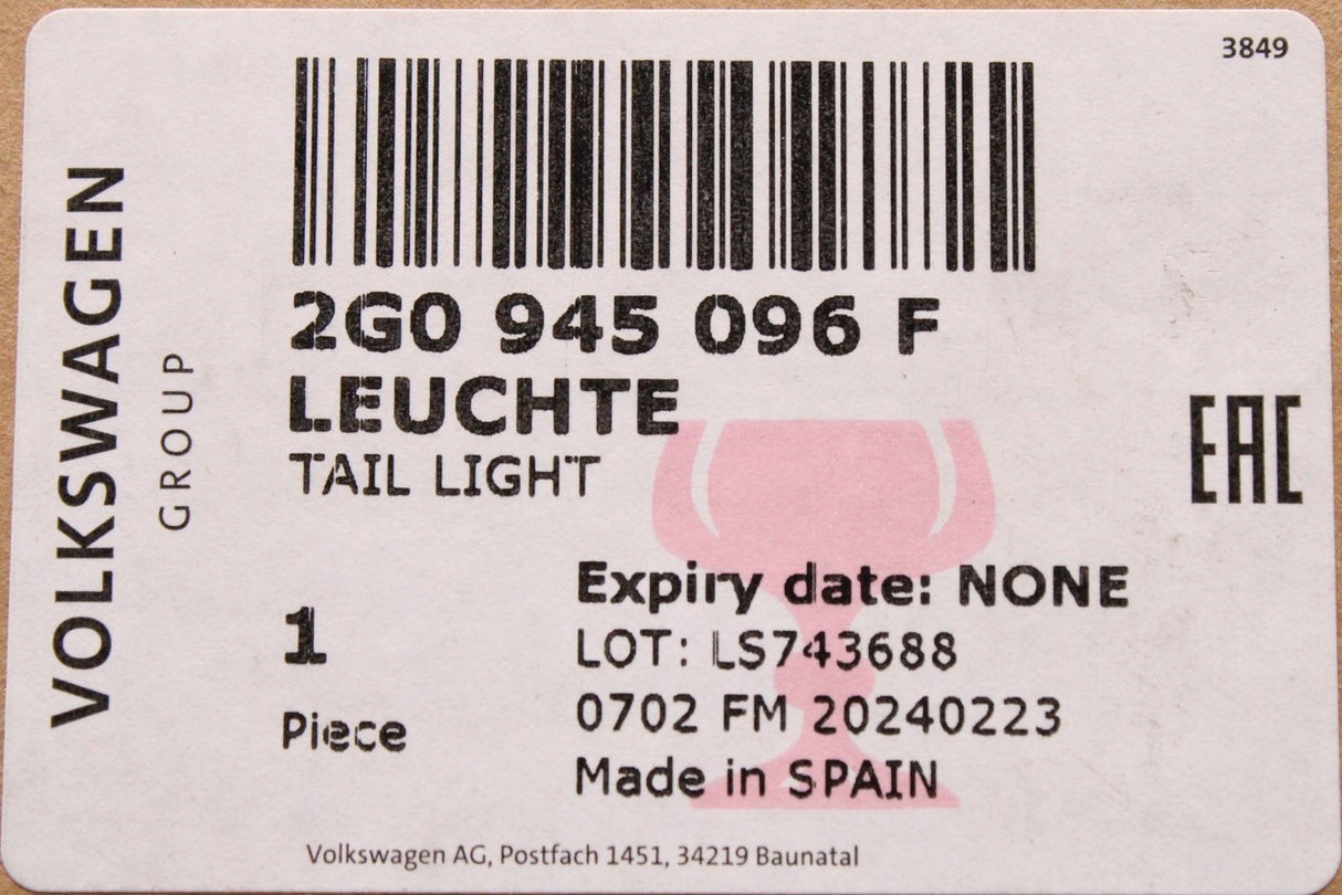 VW Polo AW 2022-on LED rear tail light (outer right) 2G0945096F