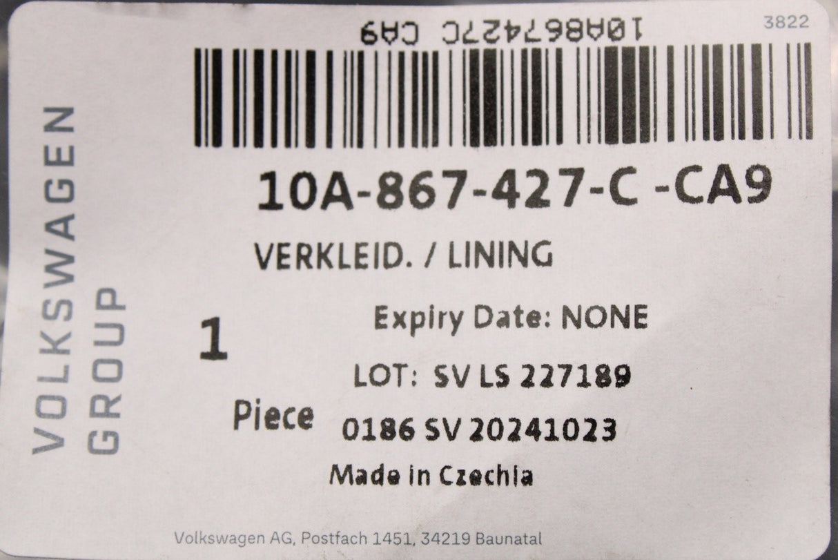 VW ID.3 20-on CUPRA Born 22-on interior boot trim (left) 10A867427C CA9