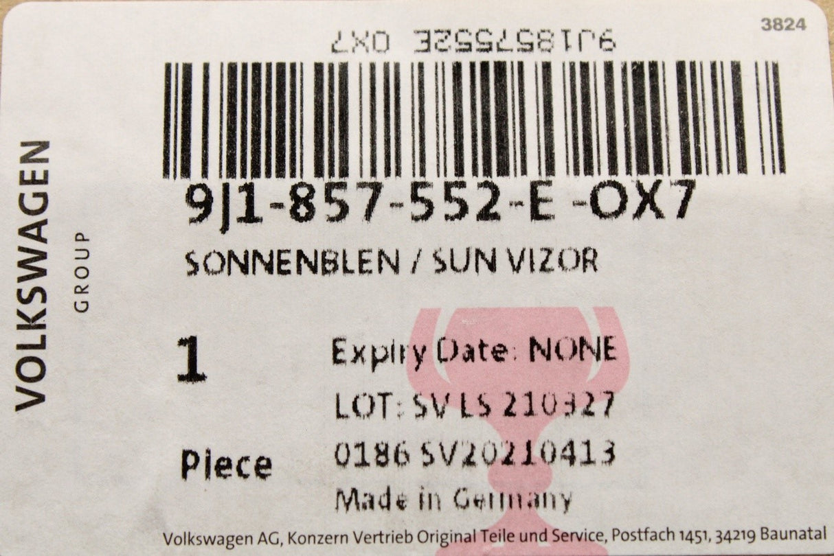 Audi e-Tron GT 2021-on sun visor (right) 9J1857552E OX7