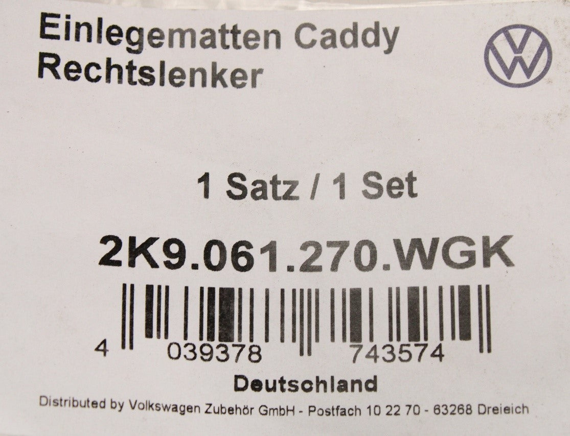 VW Caddy V 2020-on textile floor mat set (x4) 2K9061270 WGK