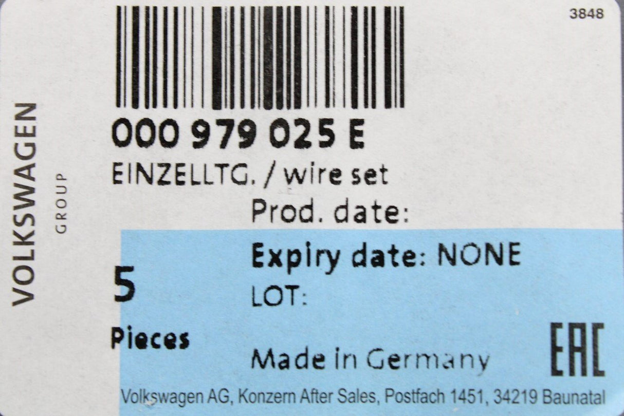 VW Audi Skoda SEAT Repair wires 1.5mm (X5) 000979025E
