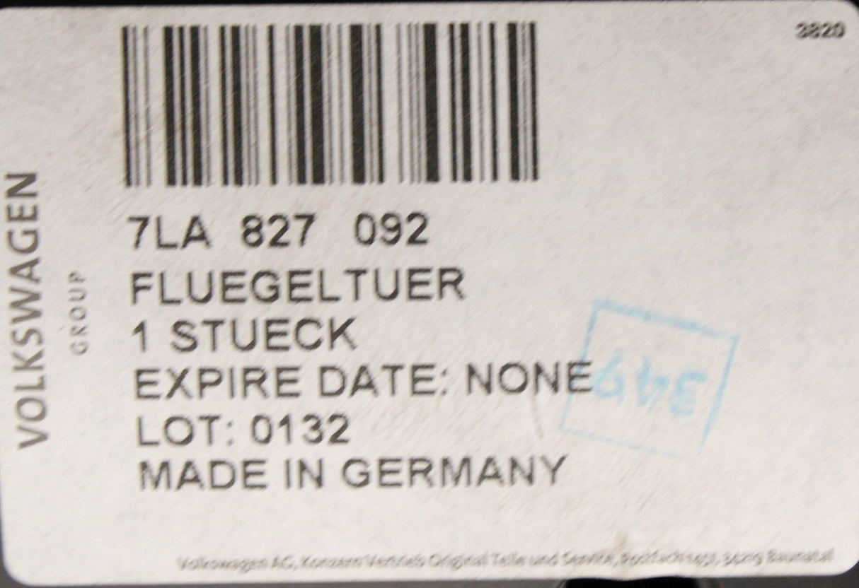 VW Transporter T6.1 wing door panel (rear right) 7LA827092