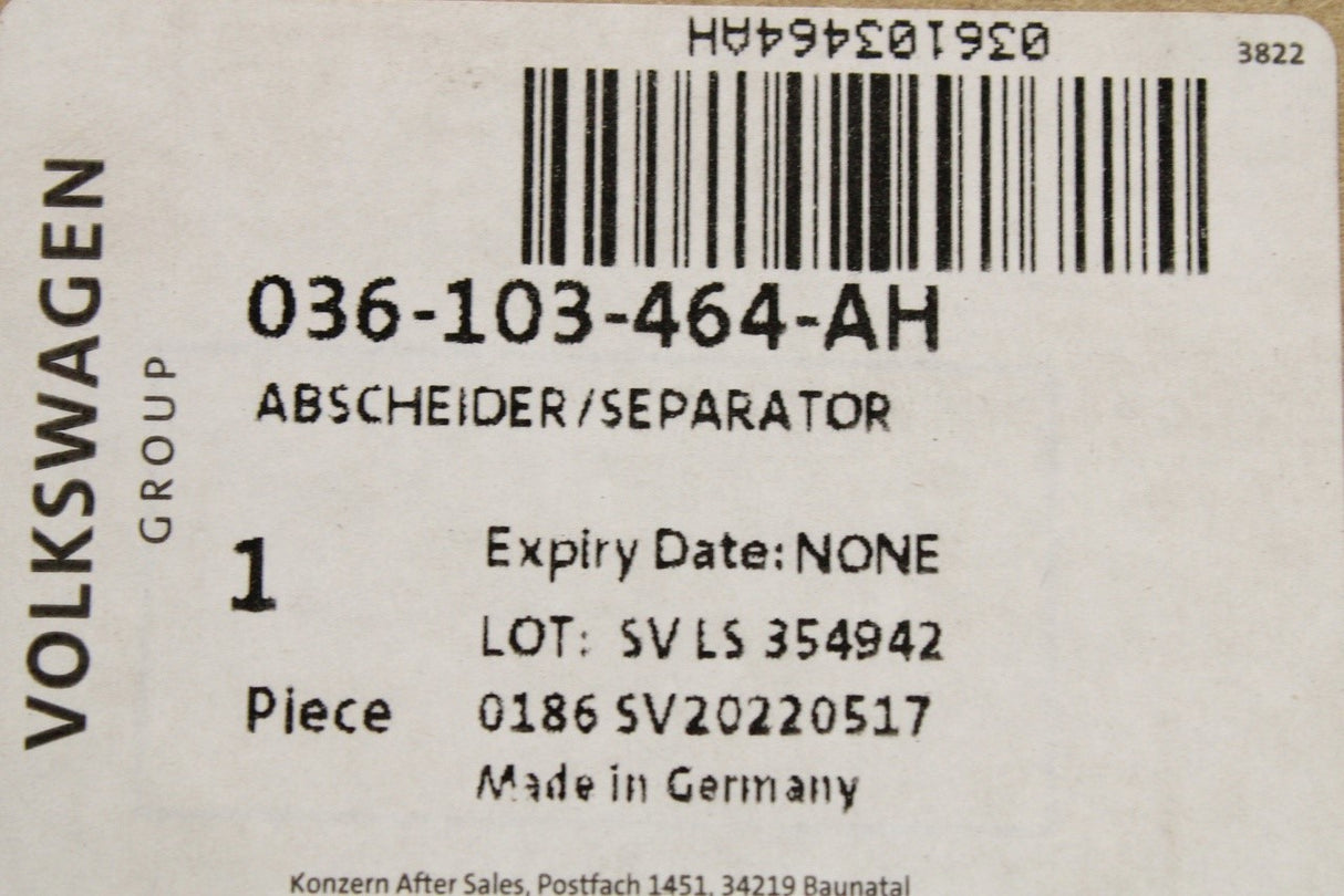 VW Golf Audi Skoda Fabia SEAT 2000-2013 oil separator (1.4) 036103464AH