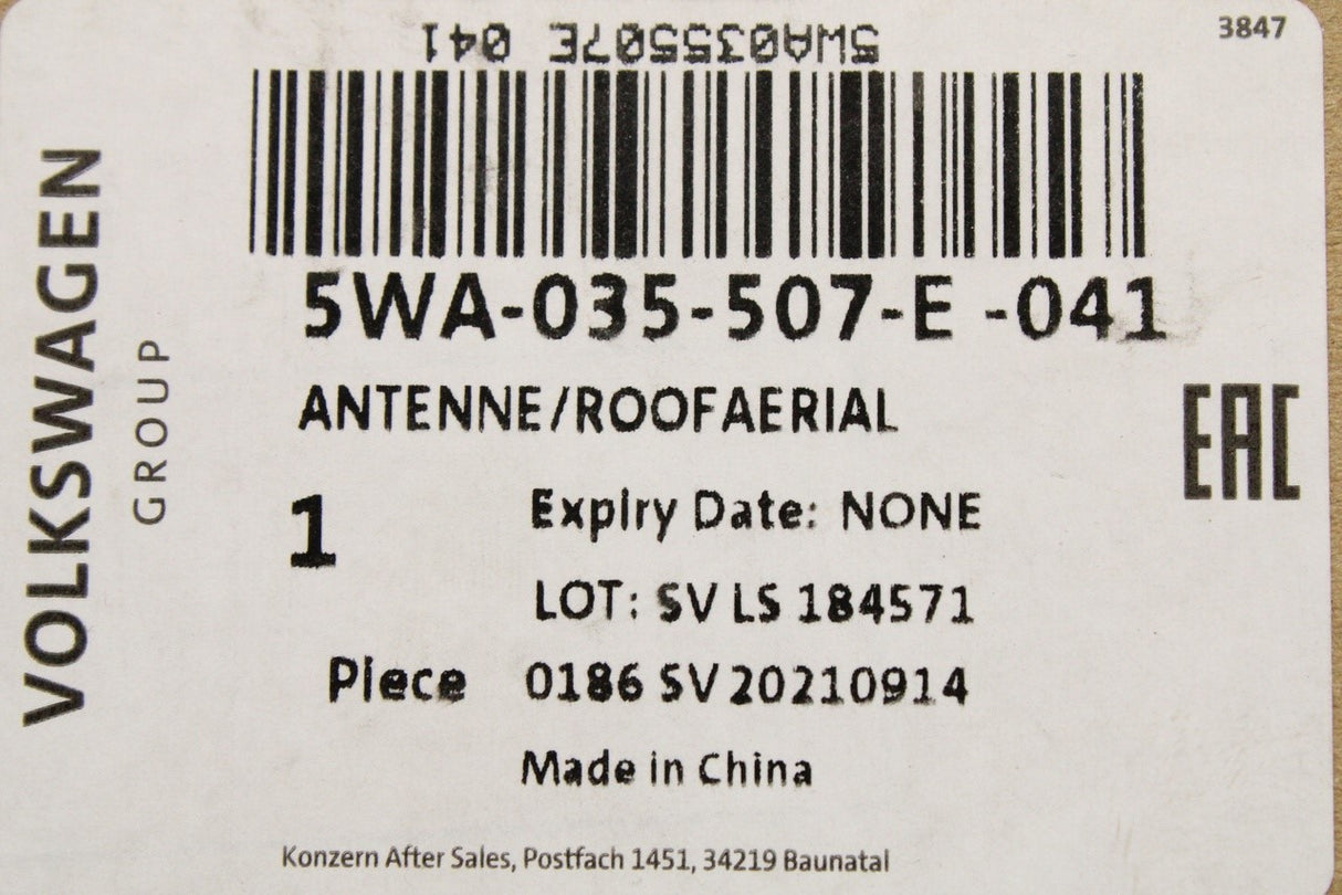 VW Golf MK8 20-on ID.3 Skoda Octavia 2020-on roof aerial 5WA035507E 041